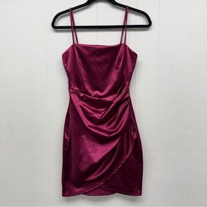 Y2K Windsor Burgundy Satin Slip Dress